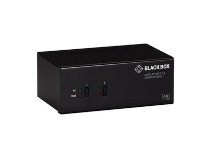 Conmutador KVM Black Box de 2 puertos, doble cabezal, DP1.2, USB3, audio, Edid