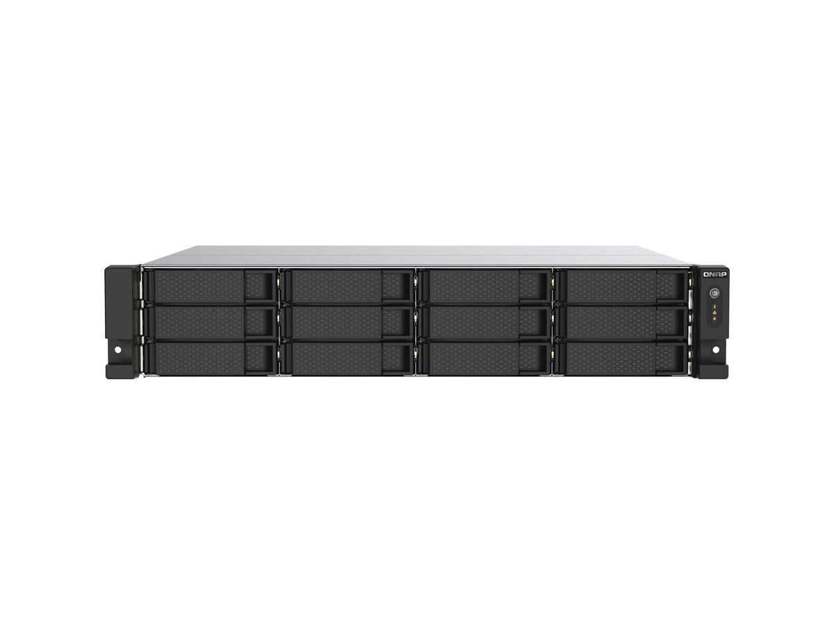 QNAP 2U NAS/ISCSI de 12 bahías con procesador IP. AMD Ryzen V1500B de cuatro núcleos a 2,2 GHz.