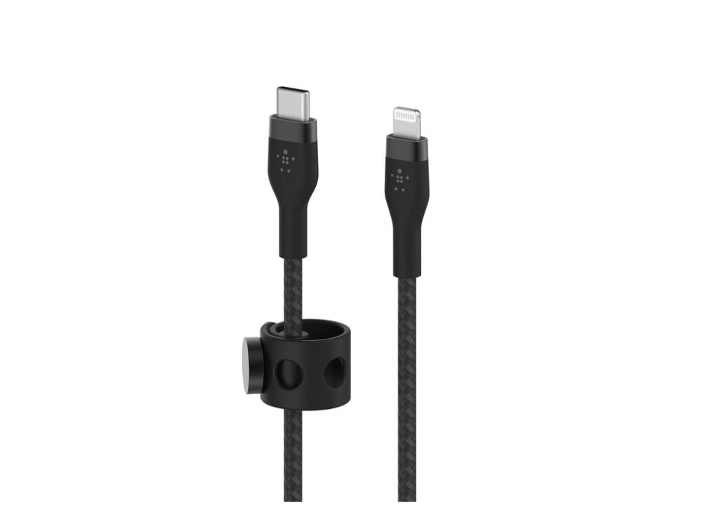 Belkin, USB-C a Ltg, trenzado plateado, 2 m, negro