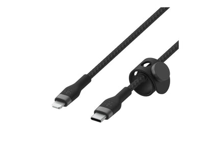 Belkin, USB-C a Ltg, trenzado plateado, 2 m, negro