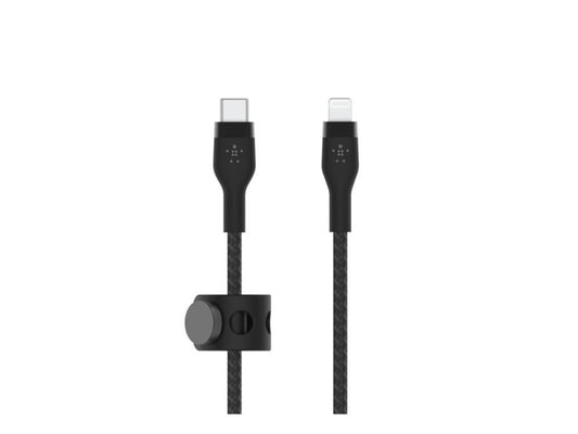 Belkin, USB-C a Ltg, trenzado plateado, 2 m, negro