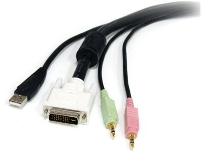 Cable USB DVI KVM 4 en 1 de 1,8 m con audio y micrófono de Startech.Com