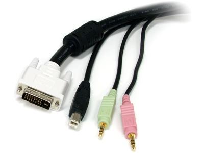 Cable USB DVI KVM 4 en 1 de 1,8 m con audio y micrófono de Startech.Com