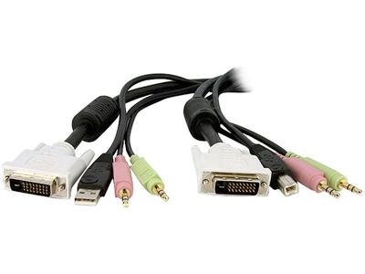 Cable conmutador KVM DVI-D USB de doble enlace 4 en 1 Startech.Com de 1,5 pies (4 m)