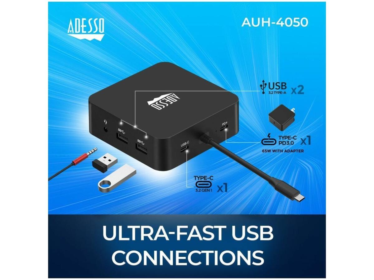 Adesso Technology 11-In-1 Usb-C Multiport Docking Station Supports