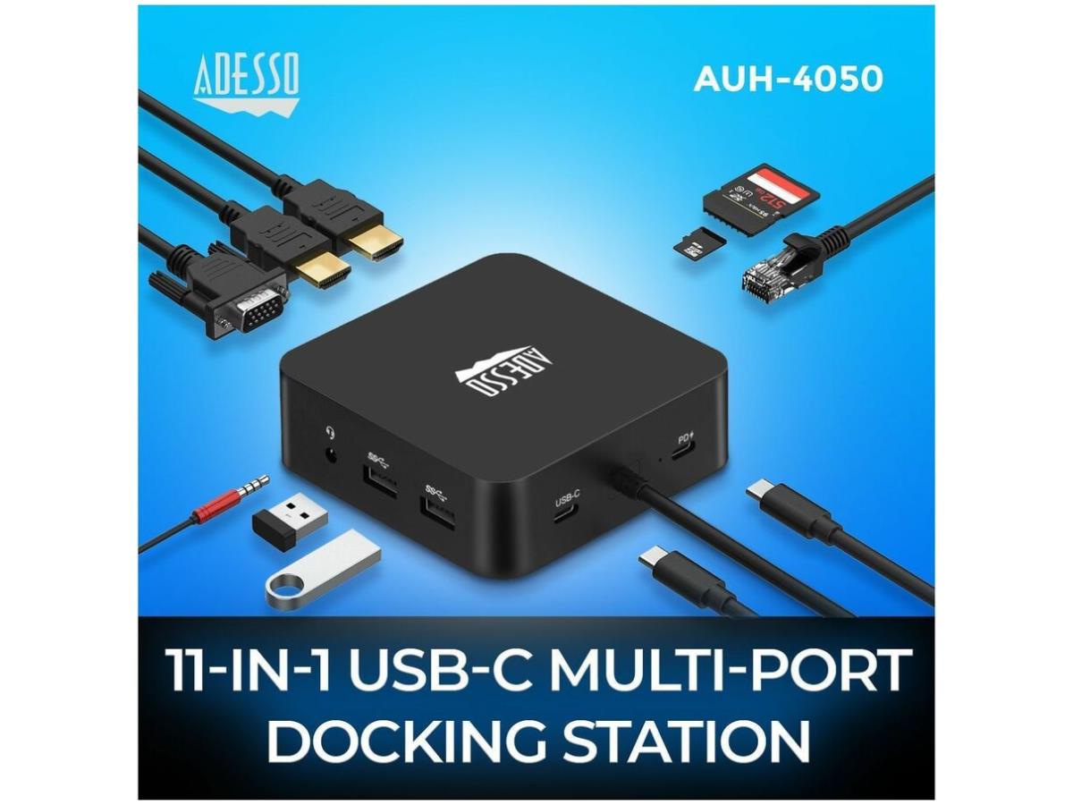 Adesso Technology 11-In-1 Usb-C Multiport Docking Station Supports
