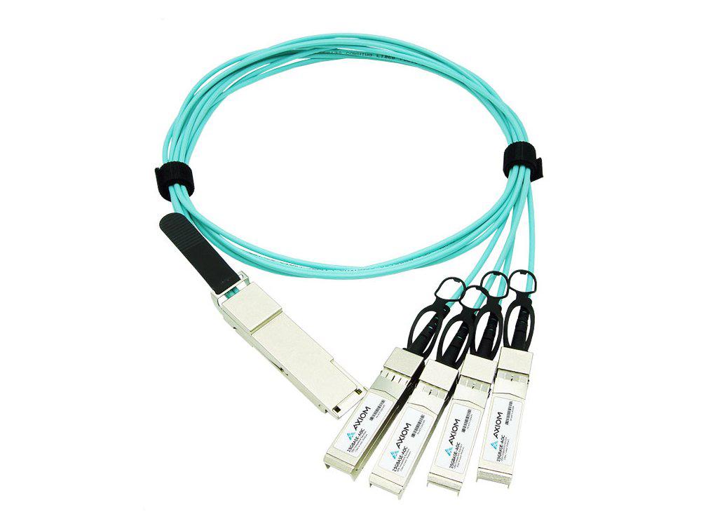 Cable óptico activo Axiom 100Gbase-Aoc Qsfp28 a 4 Sfp28 para Juni