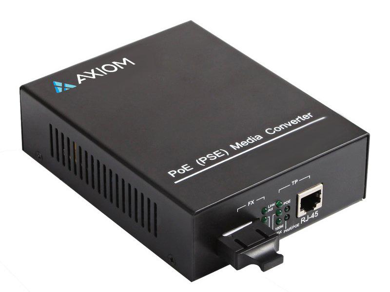 Convertidor de medios de fibra Axiom PoE+ RJ45 a 1000Base-Lx de 1 Gbps - SMF, LC