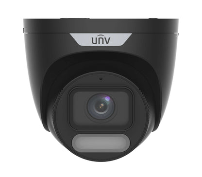 Cámara de torreta Uniview Colorhunter de 4 MP, Wise-ISP OwlView, micrófono, luz cálida, 2,8 mm, color negro (IPC3624SR-ADF28KM-WP-BK)