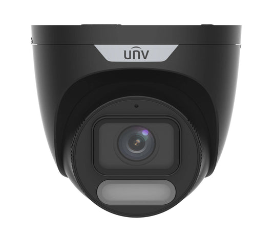 Uniview 4MP Colorhunter Turret Camera,Wise-ISP OwlView, Mic, Warm L, 2.8mm, BLK (IPC3624SR-ADF28KM-WP-BK)