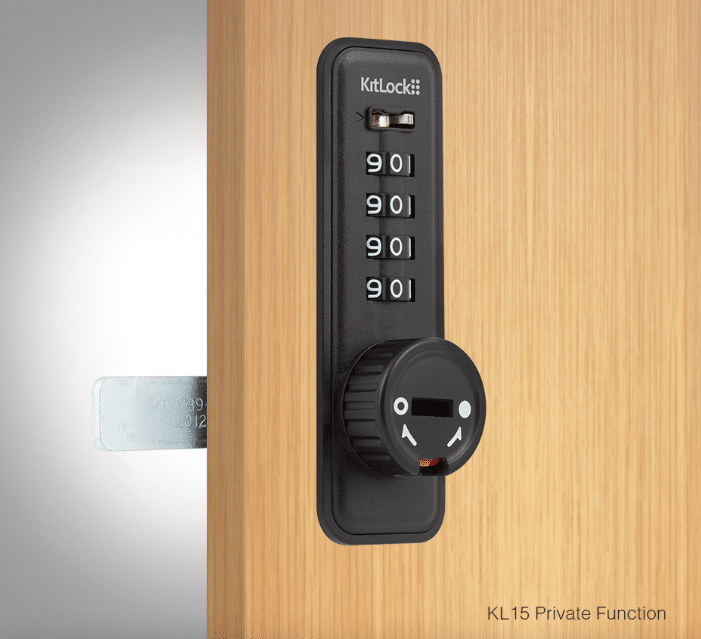 Codelocks KitLock Mechanical Cabinet Combination Lock, Vertical, Private, Black (KL15BKPT)