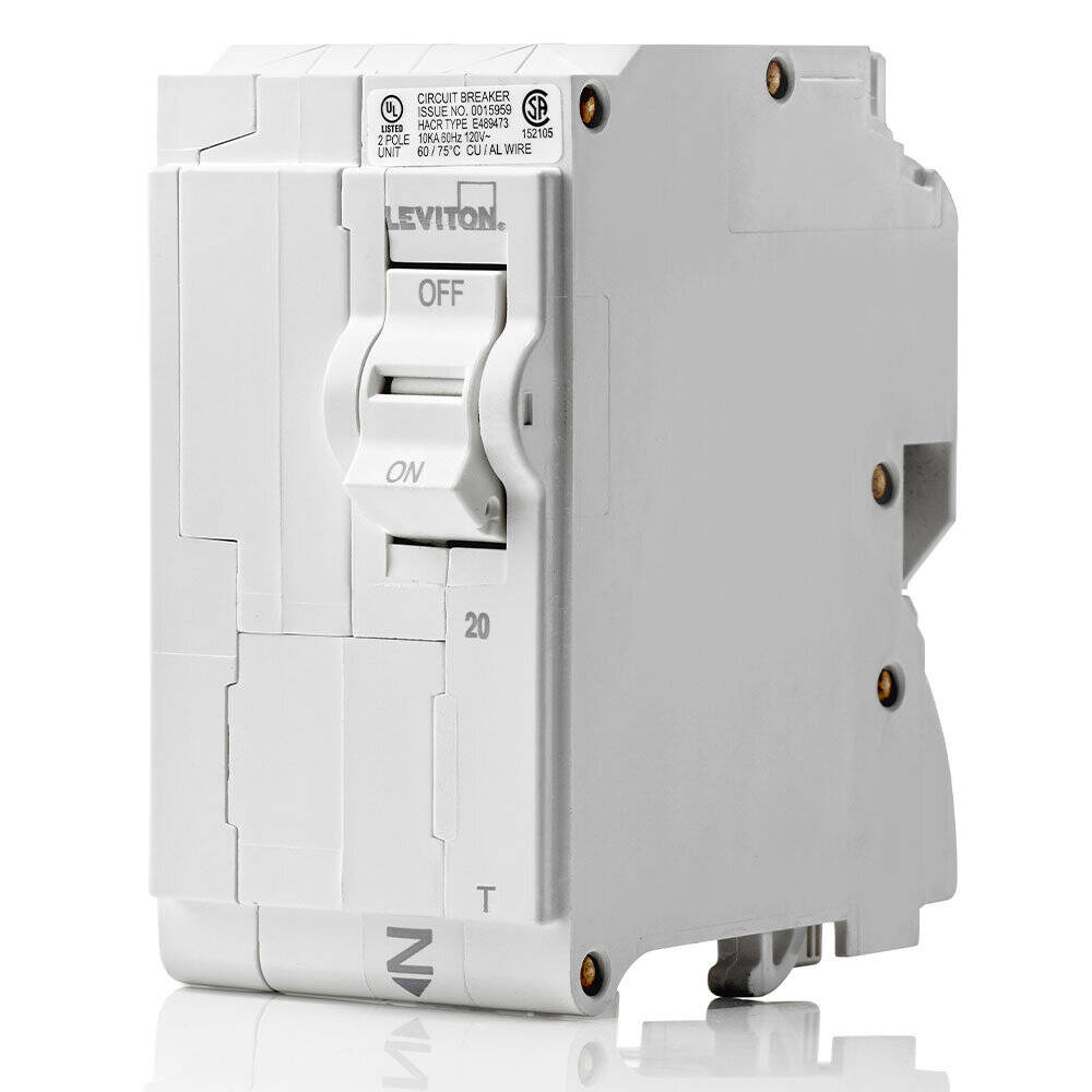 Leviton Branch Circuit Breaker STD 2P 20A 120/240V 10KA, Thermal (LB220-T)
