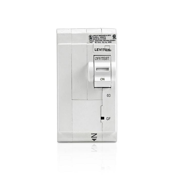 Leviton Branch Circuit Breaker, GFCI Hydraulic Magnetic 60A 2-Pole (LB260-G)