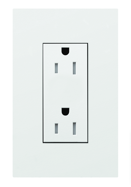Lutron Duplex 15A Receptacle, White (LTR-F15-TR-WH)