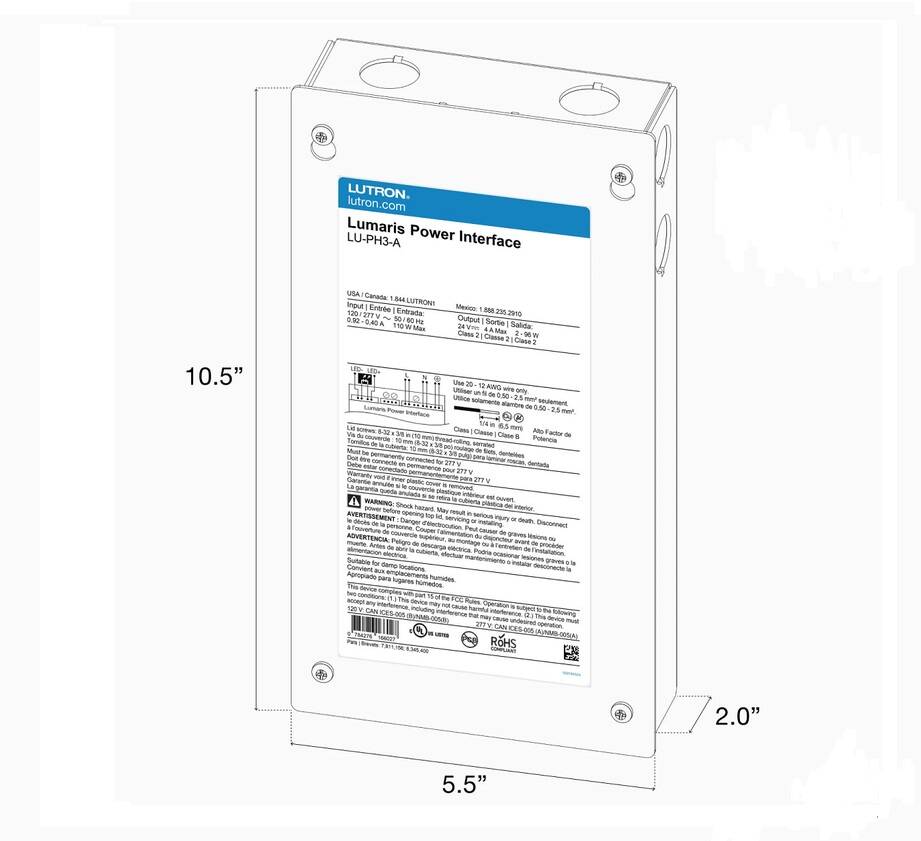 Lutron Power Interface for Lumaris White Tape Light for up to 3 Controllers (LU-PH3-A)