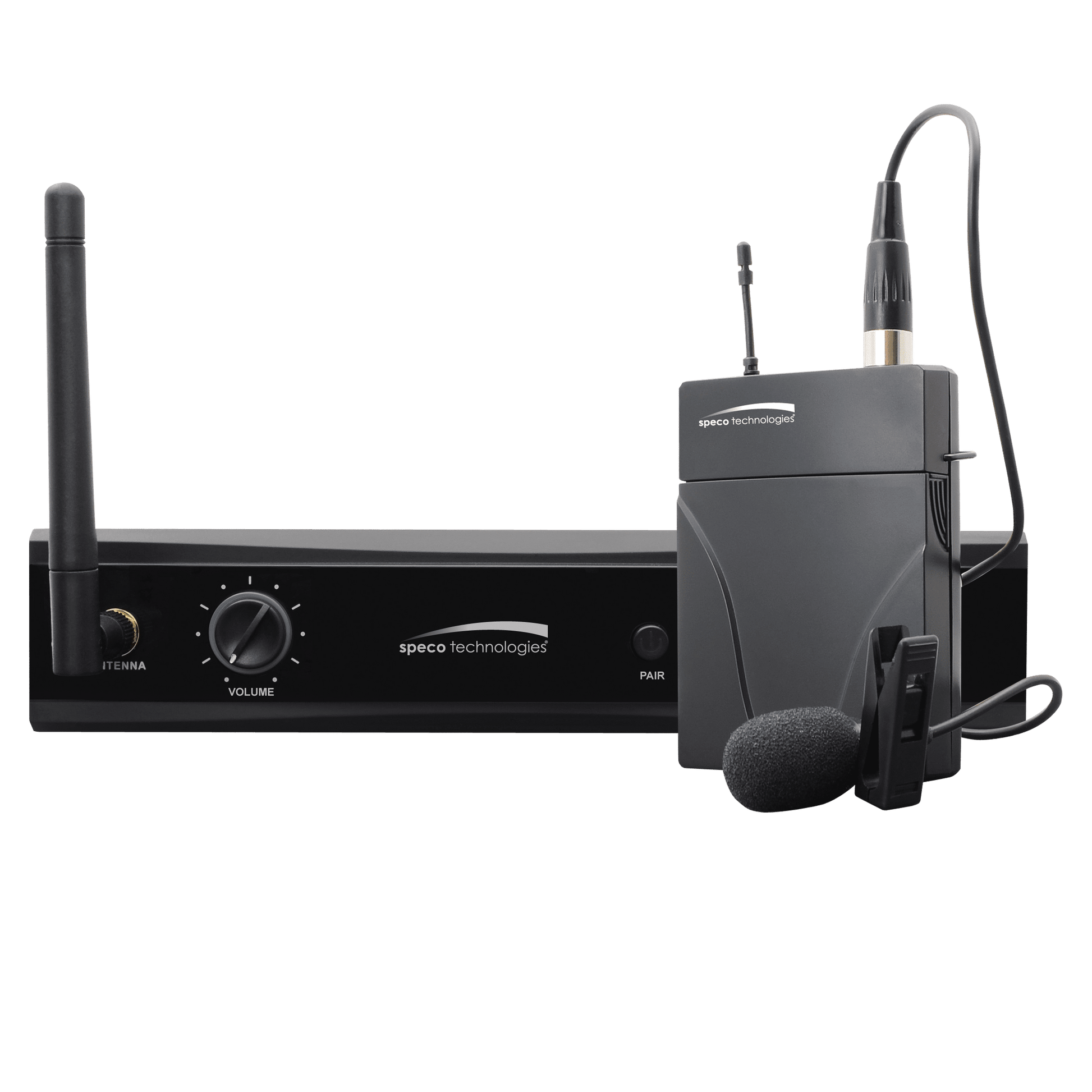 Speco 2.4GHz Wireless Microphone Kit - Receiver, Bodypack Transmitter, Lapel Mic (SPE-M24GLK)