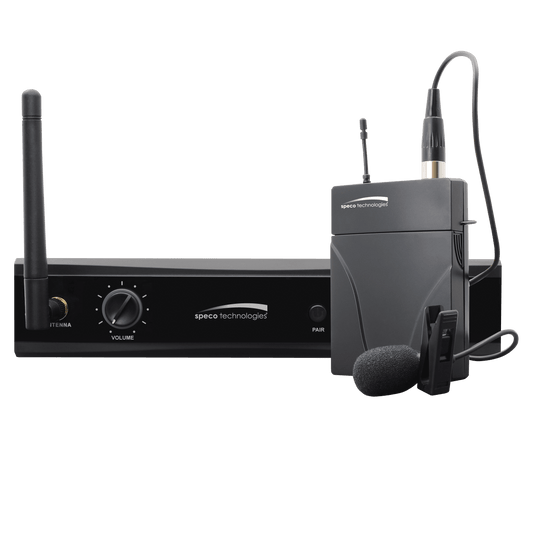 Speco 2.4GHz Wireless Microphone Kit - Receiver, Bodypack Transmitter, Lapel Mic (SPE-M24GLK)