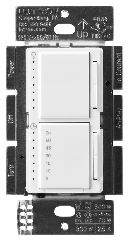 Lutron Maestro Dual LED+ Digital Fade Dimmer/Countdown Timer, White (MACL-L3T251-WH)
