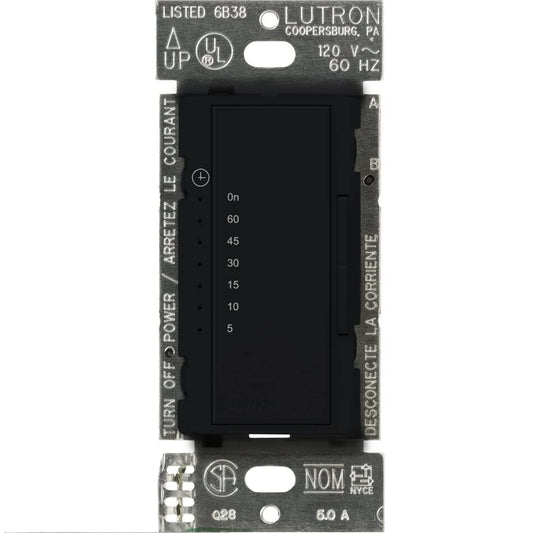 Lutron Maestro Countdown Timer 5-60 Min, Single Pole w/ Neutral, Black (MA-T51MN-BL)