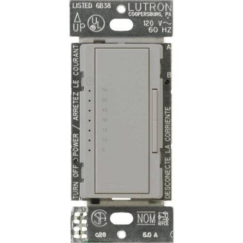 Lutron Maestro Countdown Timer 5-60 Min, Single Pole w/ Neutral, Gray (MA-T51MN-GR)
