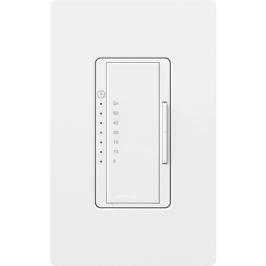 Lutron Maestro Countdown Timer 5-60 Min, Single Pole w/ Neutral, White (MA-T51MN-WH)