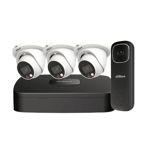 Dahua IP Kit 4-CH NVR + 3 x 4MP, VU-More Eyeball Cameras + 5MP Video Doorbell (N444B42C-CAN)