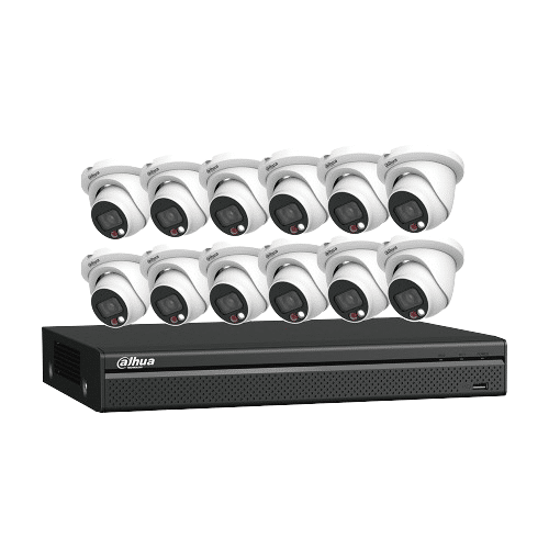 Dahua IP Kit, 16-CH NVR + 12 x 4MP, VU-MORE Night Color Eyeball Cameras (N464E124C)