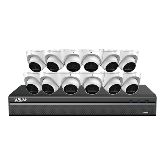 Dahua E-VU IP Kit 16-CH NVR 4TB, 12 x 8MP Turret Cameras (N468L124A)