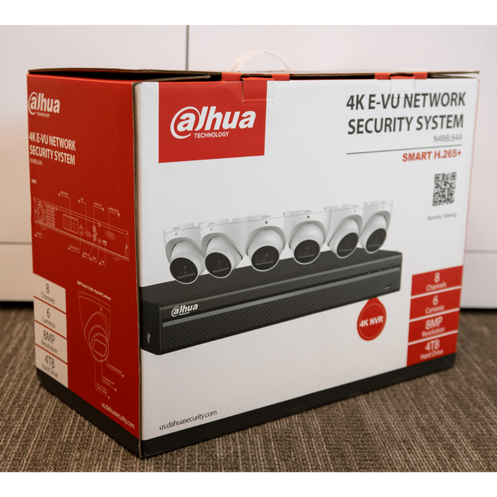 Dahua E-VU IP Kit 8-CH NVR 4TB, 6 x 8MP Turret Cameras (N488L64A)