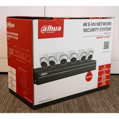 Dahua E-VU IP Kit 8-CH NVR 4TB, 6 x 8MP Turret Cameras (N488L64A)