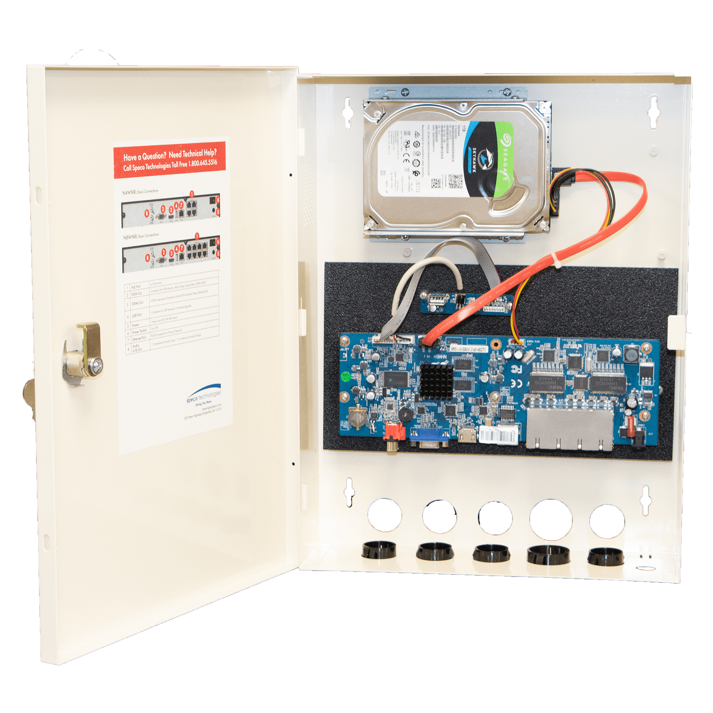 Speco 4 Channel Wall Mount NRL NVR- 2TB (SPE-N4WNRL2TB)