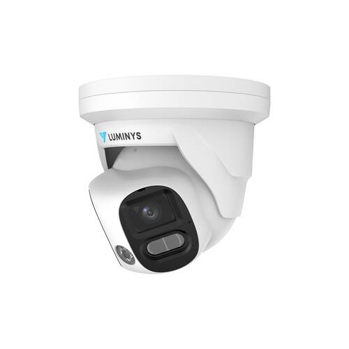 Luminys 2 x 4MP LumiDeterrent IP Turret 2.8mm,180º Stitched,IR/White LEDs,Flash (LM-N5P-8DA2)