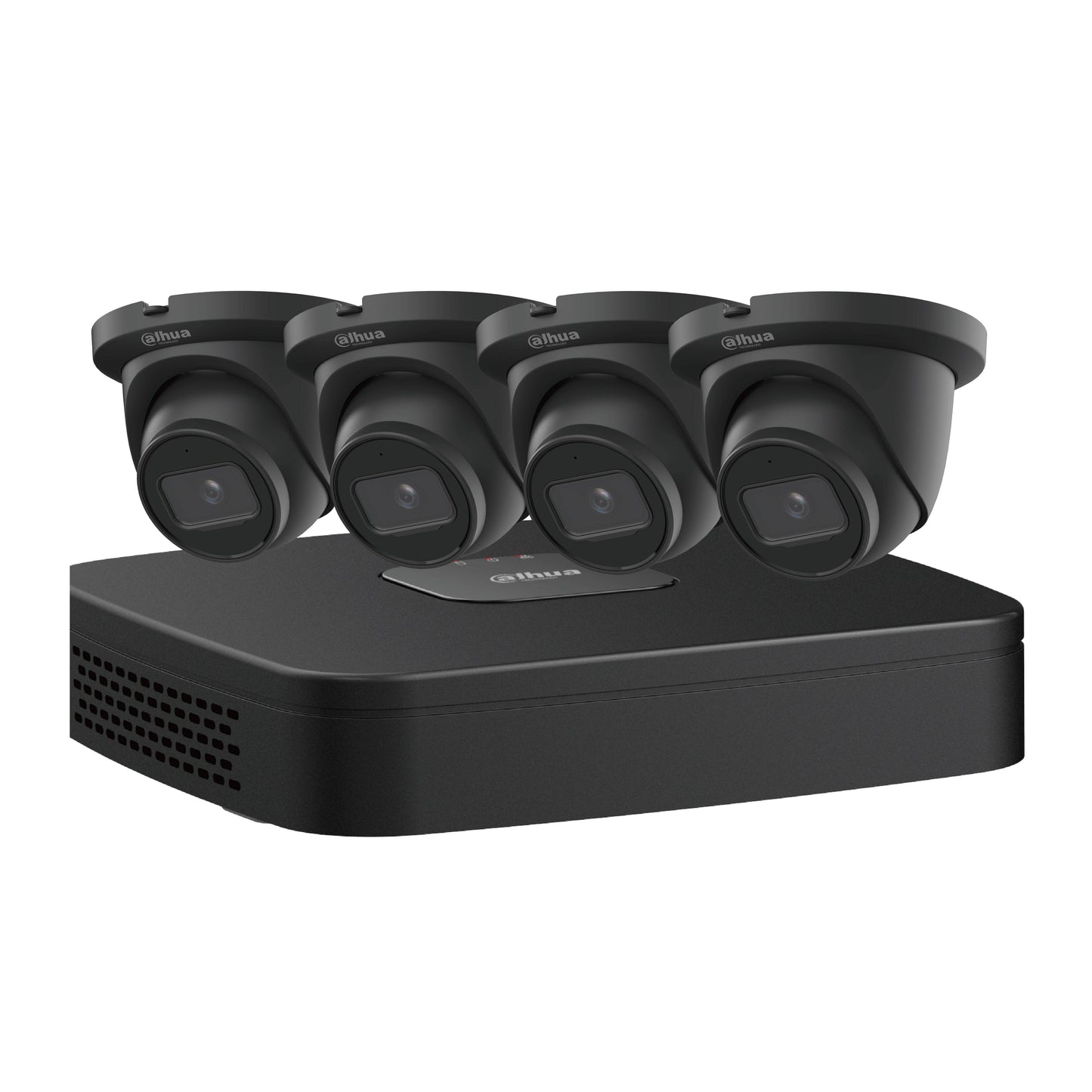 Kit IP Dahua NVR de 4 canales y 2 TB, 4 cámaras Starlight Mini Black Eyeball de 4 MP (NB444E42B)