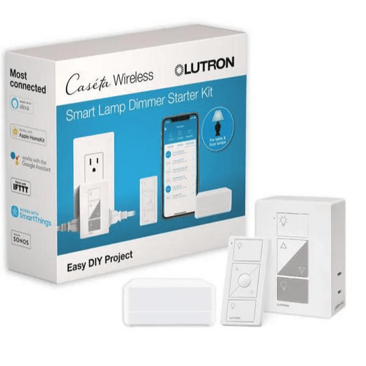 Lutron Caseta Wireless Kit Plug-in Lamp Dimmer, Smart Bridge, Pico Remote (P-BDG-PKG1P-C)