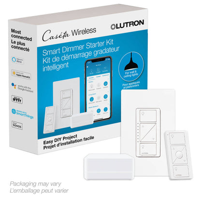 Lutron Caseta Wireless Kit In-Wall Dimmer, Smart Bridge, Pico Remote Control (P-BDG-PKG1W-C)