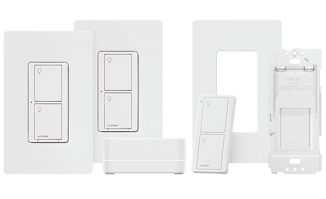 Lutron Caseta Wireless Kit with Bridge, 2 Switches, Pico Remote, Wallplate Adapt (P-BDG-PKG2WS-WHC)