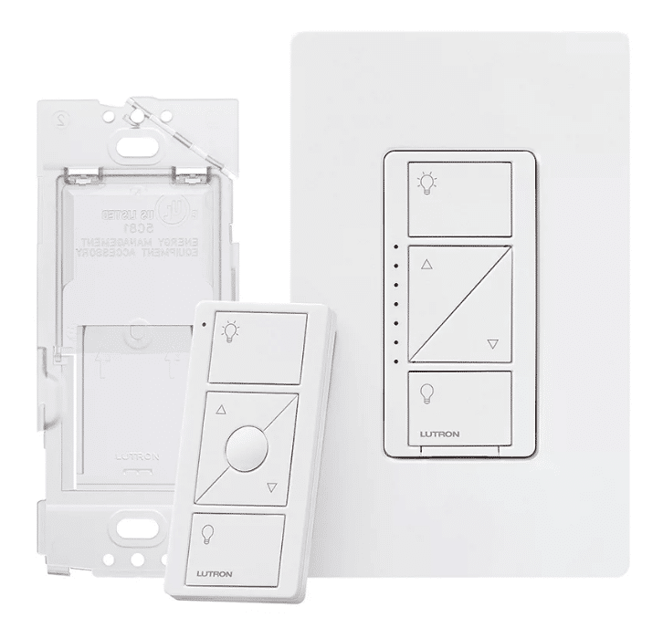 Lutron Caseta Wireless 3-Way Dimmer Kit with Pico Remote, Wallplate Adapter (P-DIM-3WAY-WH-C)