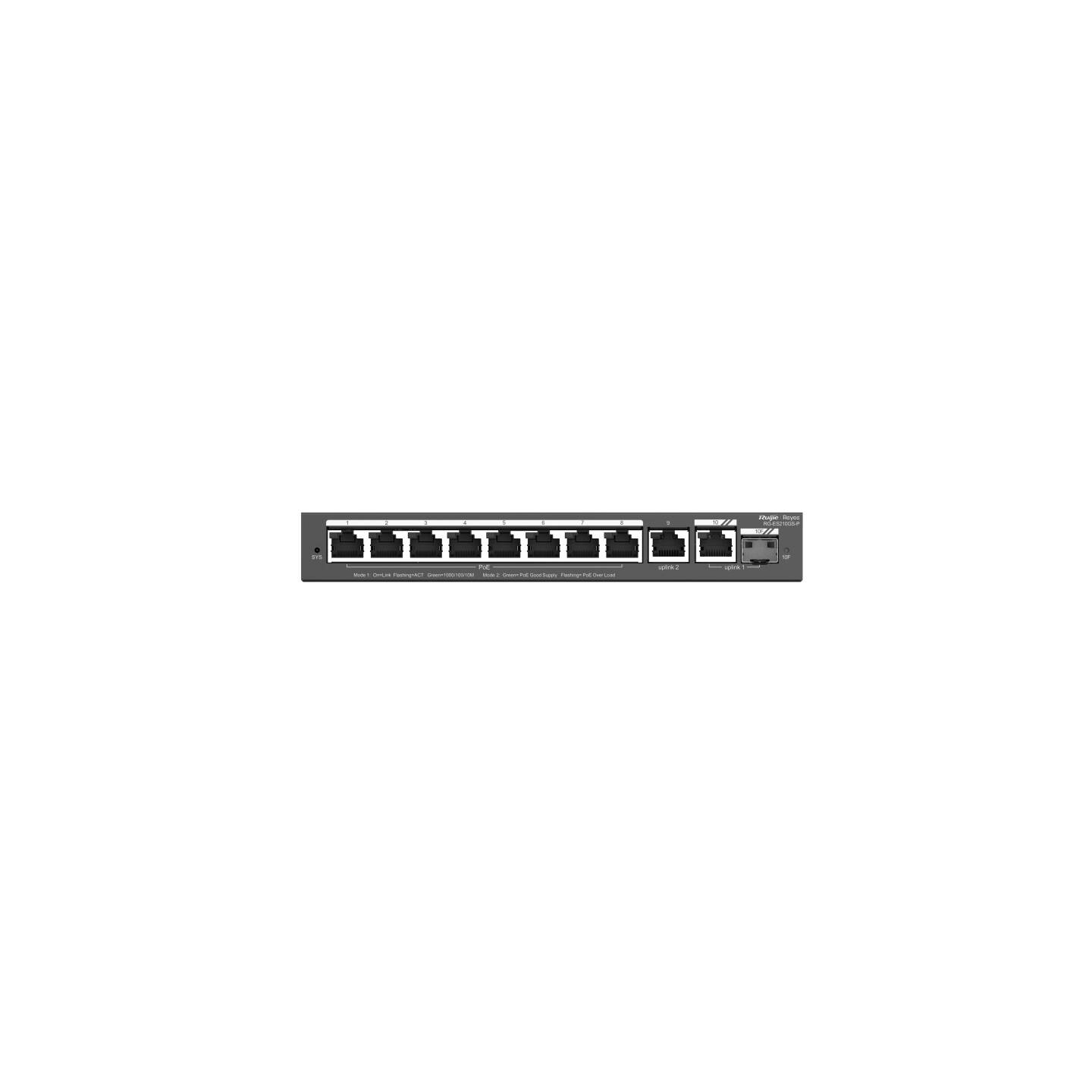 Reyee 10 Port Extended PoE+ Gigabit Cloud Managed Smart Switch (8 PoE+) (RG-ES210GS-P)