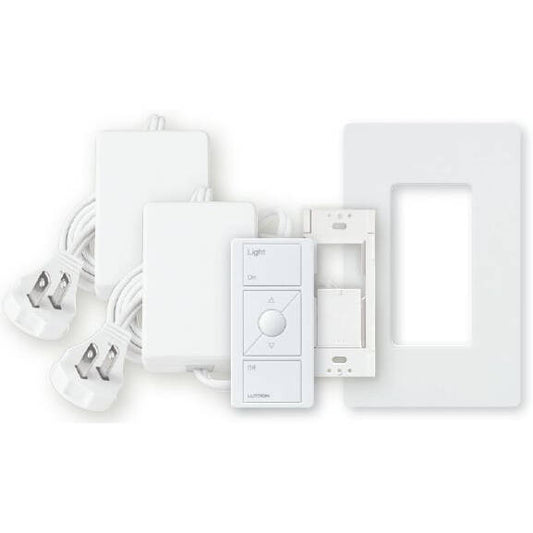 Lutron RadioRA2 2 Zone Plug-in Dimmer Kit with Remote, White (RR-2ZONE-L-WH)
