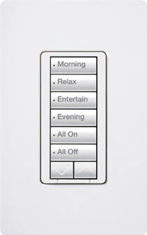 Lutron RadioRA2 Hybrid Keypad 6 Button Raise Lower, Snow (RRD-H6BRL-SW)