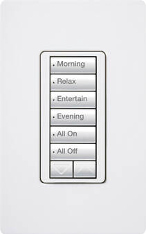 Lutron RadioRA2 Hybrid Keypad 6 Button Raise Lower, White (RRD-HN6BRL-WH)