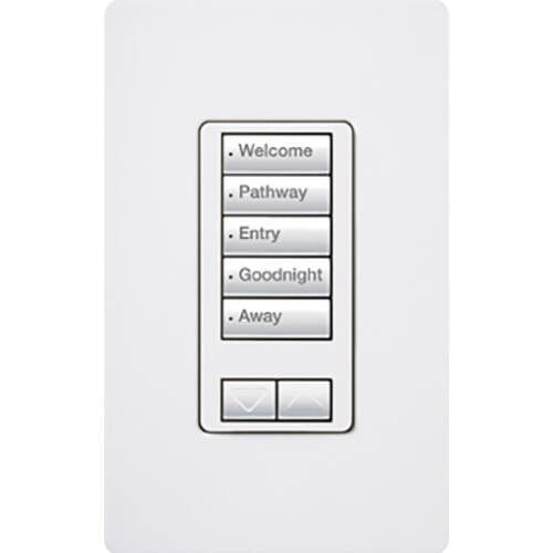 Lutron RadioRA2 Designer Keypad 5 Button Raise Lower, White (RRD-W5BRL-WH)