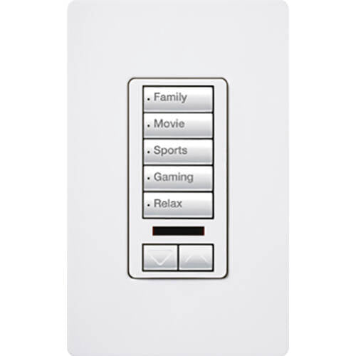Lutron RadioRA2 Designer Keypad 5 Button Raise Lower IR Lens, White (RRD-W5BRLIR-WH)