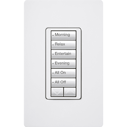 Lutron RadioRA2 Designer Keypad 6 Button Raise Lower, White (RRD-W6BRL-WH)