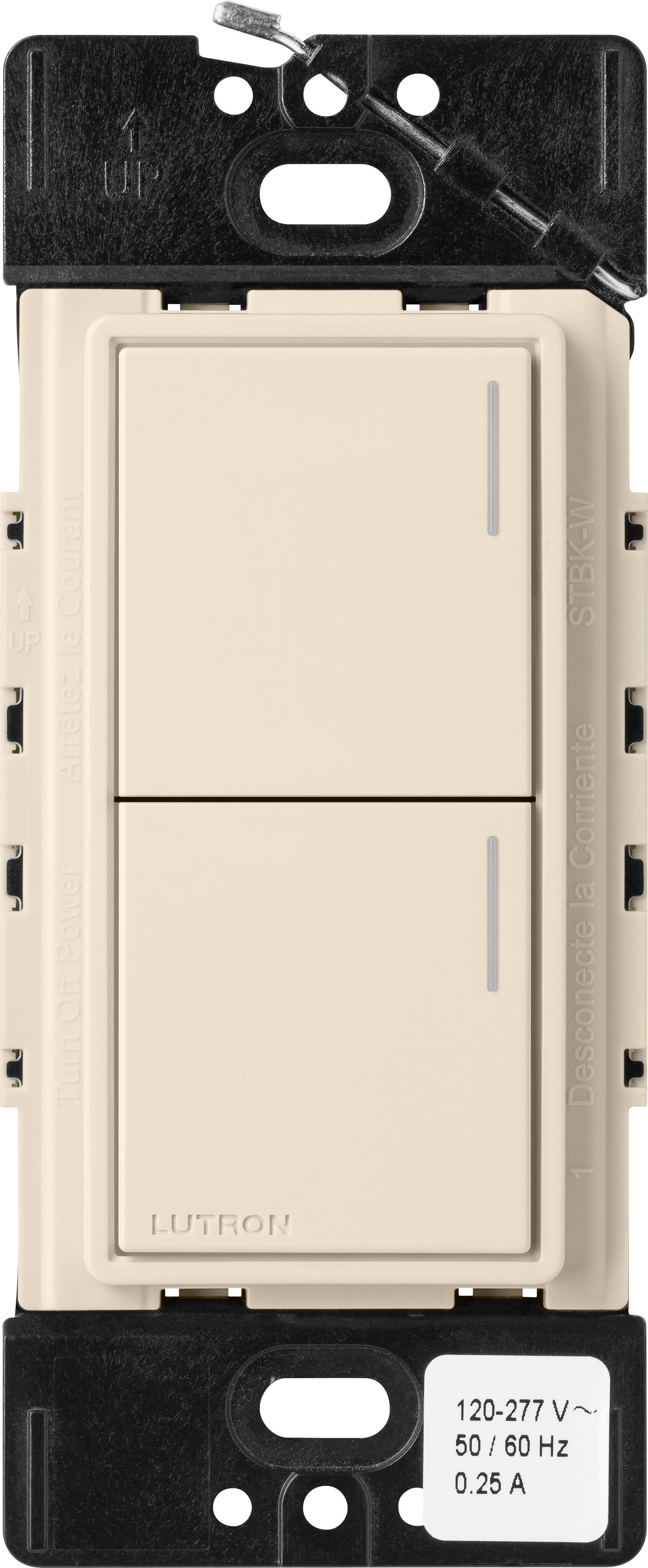 Lutron RadioRA3 SUNNATA RF 2 Button Keypad, Light Almond (RRST-W2B-LA)