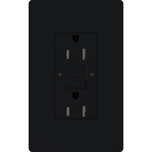 Lutron Claro 15A Tamper Resistant GFCI Receptacle Midnight (SCR-15-GFST-MN)