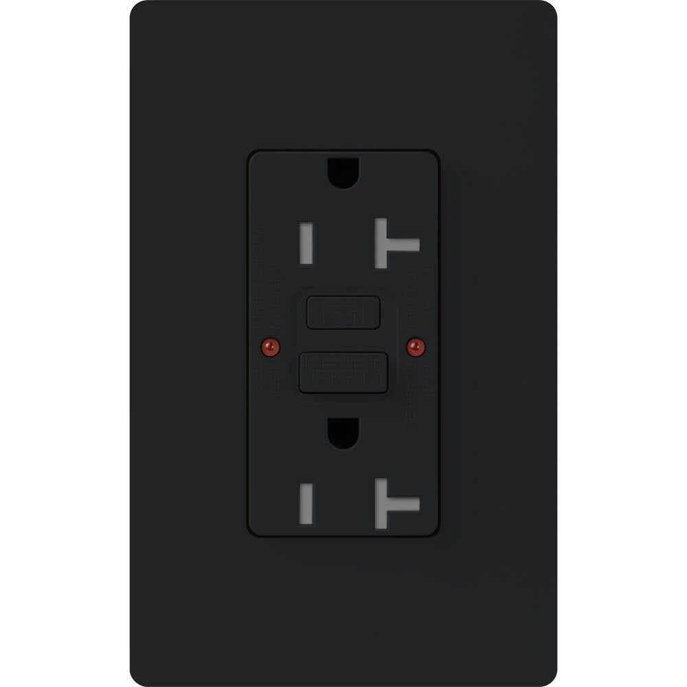 Lutron Claro 20A Tamper Resistant GFCI Receptacle Midnight (SCR-20-GFST-MN)