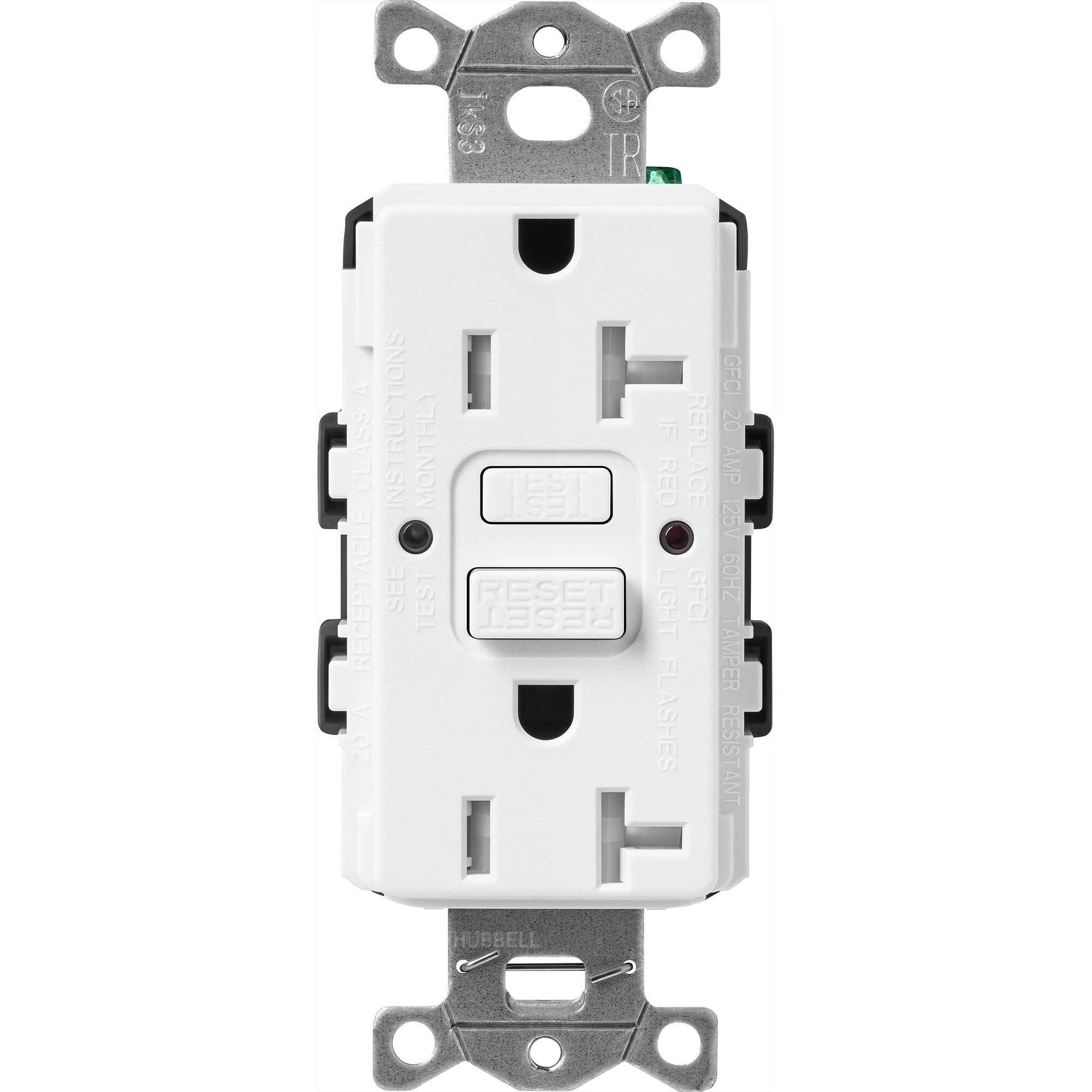 Lutron Claro 20A Tamper Resistant GFCI Receptacle Snow (SCR-20-GFST-SW)