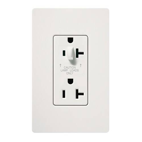 Lutron Claro Tamper Resistant Receptacle 20A, HALFDM, Snow (SCR-20-HDTR-SW-C)
