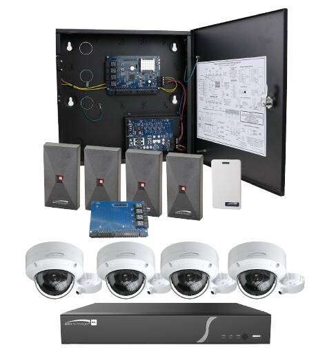 Speco Access Control and Video Kit, 4 Door Access, 8CH NVR, 4 x 4MP Dome Cameras (SPE-ACKIT2VID)